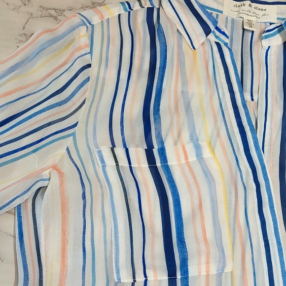 Anthropologie Cloth & Stone Pastel-striped Top, size XS - Picture 5 of 8